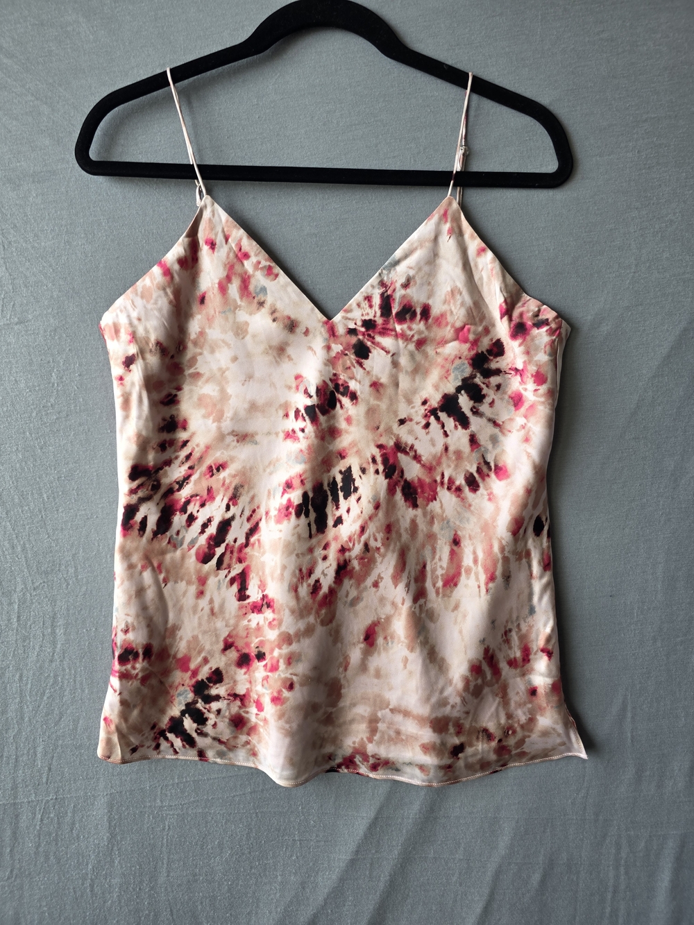 CAMI NYC Raine 100% Silk Blush Pink Floral Print Cami Tank Top XL